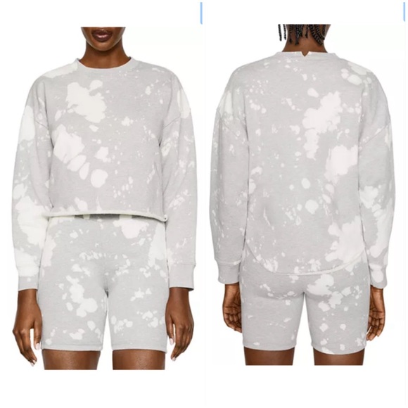 Frame Denim Sweaters - Frame Easy Shirttail Sweatshirt Women’s Medium Bleach Splatter Cotton Grunge